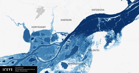 Full Scale of Flooding in Ukraine's Kherson Oblast Captured by ICEYE Analysis
