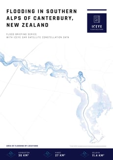 Flooding in Southern Alps of Canterbury, New Zealand