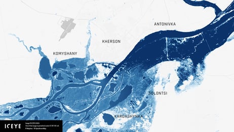Full Scale of Flooding in Ukraine's Kherson Oblast Captured by ICEYE Analysis