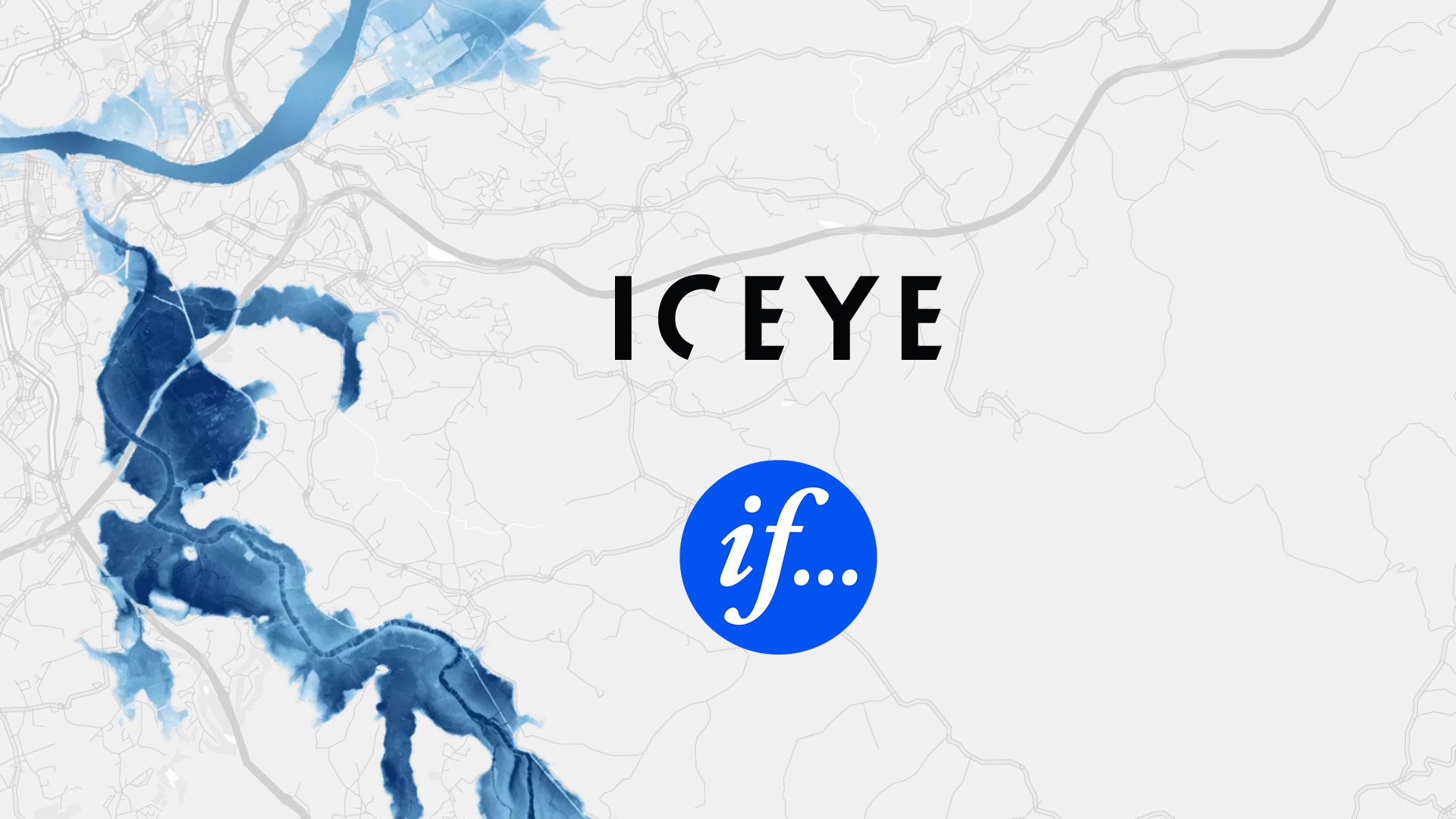 ICEYE and If P&C Insurance logos on top of ICEYE's flood visualization.