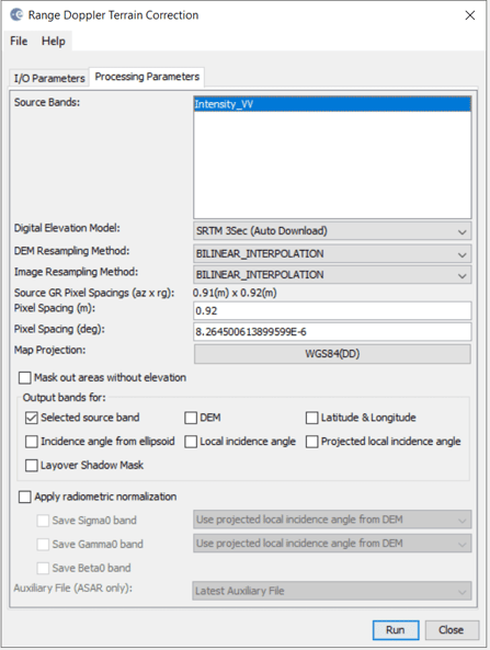 SNAP SLC 05 TerrainCorrection Processing Parameters wo MaskingOut