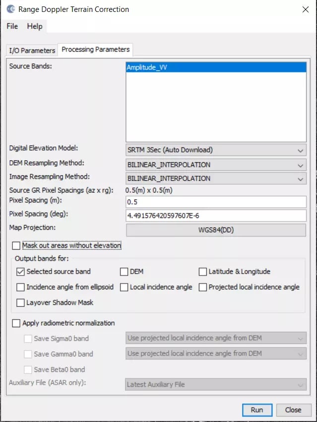 SNAP GRD 03 Terrain Correction Parameters