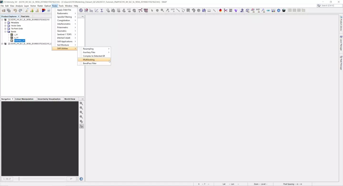 SNAP SLC 03 Multilooking Menu
