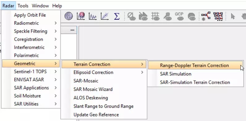 SNAP SLC 05 Terrain Correction Menu